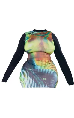 Plus Body Print Bodycon Dress-PrettyLittleThing