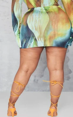 PrettyLittleThing Plus Body Print Low Rise Micro Mini Skirt Multi