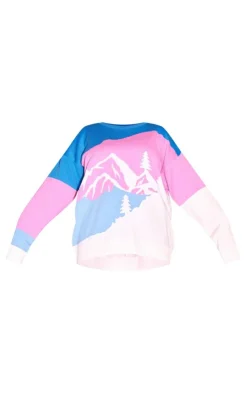 PrettyLittleThing Oversized Sweaters*Plus Landscape Oversized Christmas Sweater