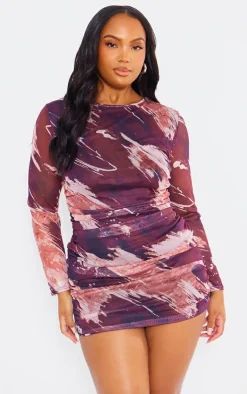Plus Print Ruched Detail Bodycon Dress-PrettyLittleThing New