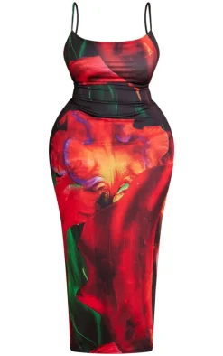 Plus Printed Cowl Neck Midi Dress-PrettyLittleThing Sale