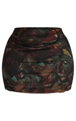 Best PrettyLittleThing Plus Printed Lettuce Hem Mesh Bodycon Skirt Multi