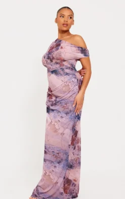 Plus Printed Mesh Midi Dress-PrettyLittleThing Best