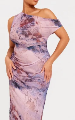 Plus Printed Mesh Midi Dress-PrettyLittleThing Best