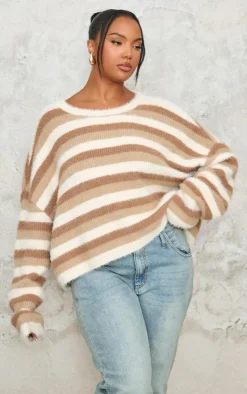 PrettyLittleThing Sweaters*Plus Tonal Pinstripe Detail Sweater