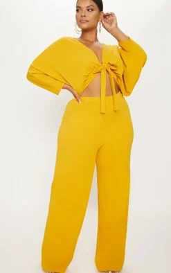 Plus Mustard Crepe Batwing Cut Out Jumpsuit-PrettyLittleThing Hot