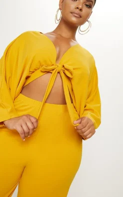 Plus Mustard Crepe Batwing Cut Out Jumpsuit-PrettyLittleThing Hot