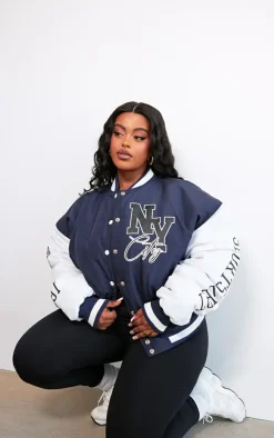 PrettyLittleThing Bomber Jackets*Plus NY Graphic Bomber Jacket