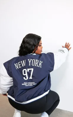 PrettyLittleThing Bomber Jackets*Plus NY Graphic Bomber Jacket