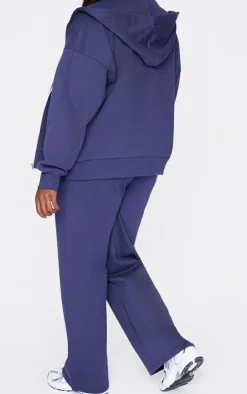 New PrettyLittleThing Plus Premium Wide Leg Sweat Sweatpants Navy