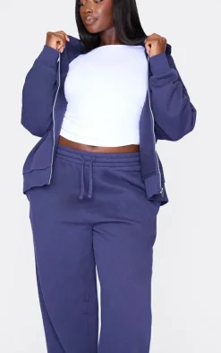 New PrettyLittleThing Plus Premium Wide Leg Sweat Sweatpants Navy