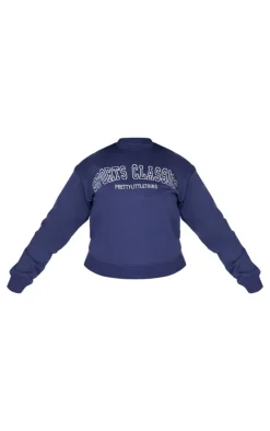 Online PrettyLittleThing Plus Sports Classic Embroidered Sweatshirt Navy