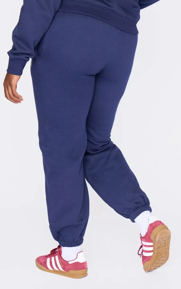 PrettyLittleThing Plus Sports Classic Embroidered Cuffed Sweatpants Navy