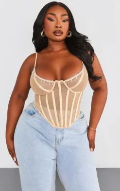 PrettyLittleThing Corsets*Plus Diamante Trim Mesh Corset