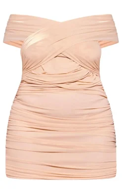 Plus Mesh One Shoulder Detail Ruched Bodycon Dress-PrettyLittleThing Online