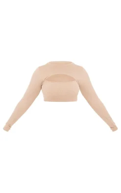 PrettyLittleThing Seamless Gym Wear*Plus Acid Wash Seamless Cut Out Long Sleeve Crop Top