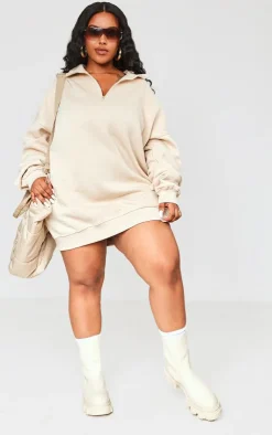 Plus Half Zip Sweatshirt Dress-PrettyLittleThing Best