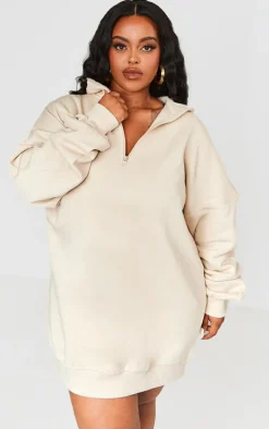 Plus Half Zip Sweatshirt Dress-PrettyLittleThing Best