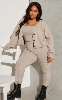 PrettyLittleThing Christmas Shop*Plus Knitted High Waisted Leggings