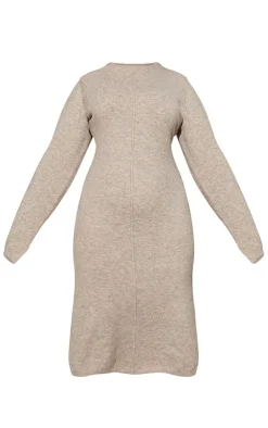 Plus Knitted Seam Front Midaxi Dress-PrettyLittleThing Online