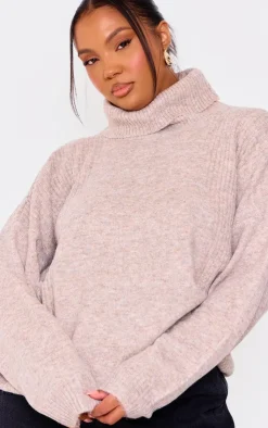 PrettyLittleThing Sweaters*Plus Knitted Slouchy Roll Neck Sweater