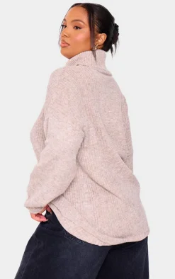 PrettyLittleThing Sweaters*Plus Knitted Slouchy Roll Neck Sweater