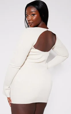 Plus Rib Knit Open Back Mini Dress-PrettyLittleThing Best