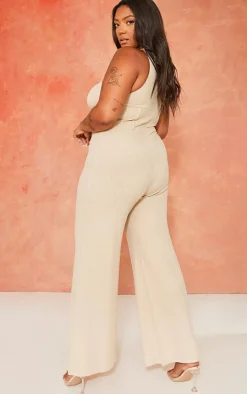 Plus Twist Neck Corset Wide Leg Jumpsuit-PrettyLittleThing Online