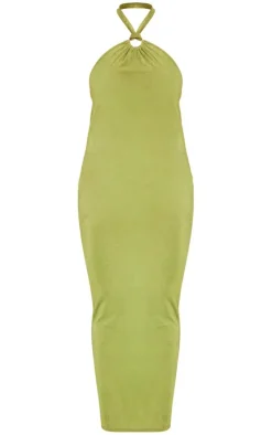 Plus Acetate Slinky Ring Detail Midi Dress-PrettyLittleThing Online