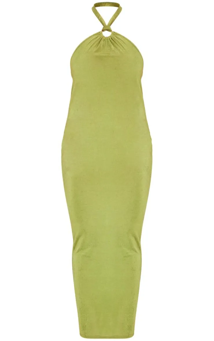 Plus Acetate Slinky Ring Detail Midi Dress-PrettyLittleThing Online