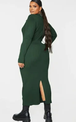 Plus Half Zip Collared Detail Midaxi Dress-PrettyLittleThing Outlet