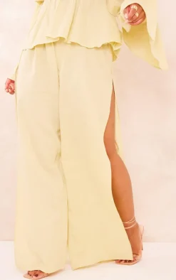 Best PrettyLittleThing Plus Linen Look Drape Detail Pants Olive