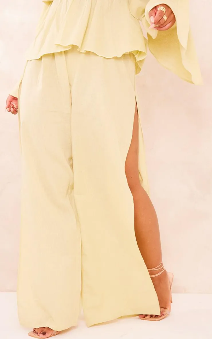 Best PrettyLittleThing Plus Linen Look Drape Detail Pants Olive