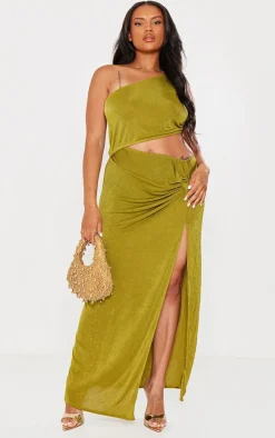 Plus Slinky Asymmetric Shoulder Cut Out Maxi Dress-PrettyLittleThing Discount