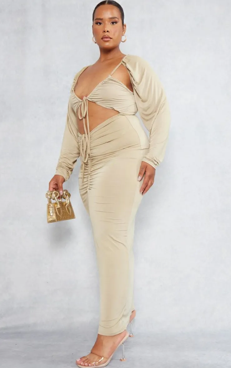 Plus Slinky Cut Out Ruched Maxi Dress-PrettyLittleThing Best