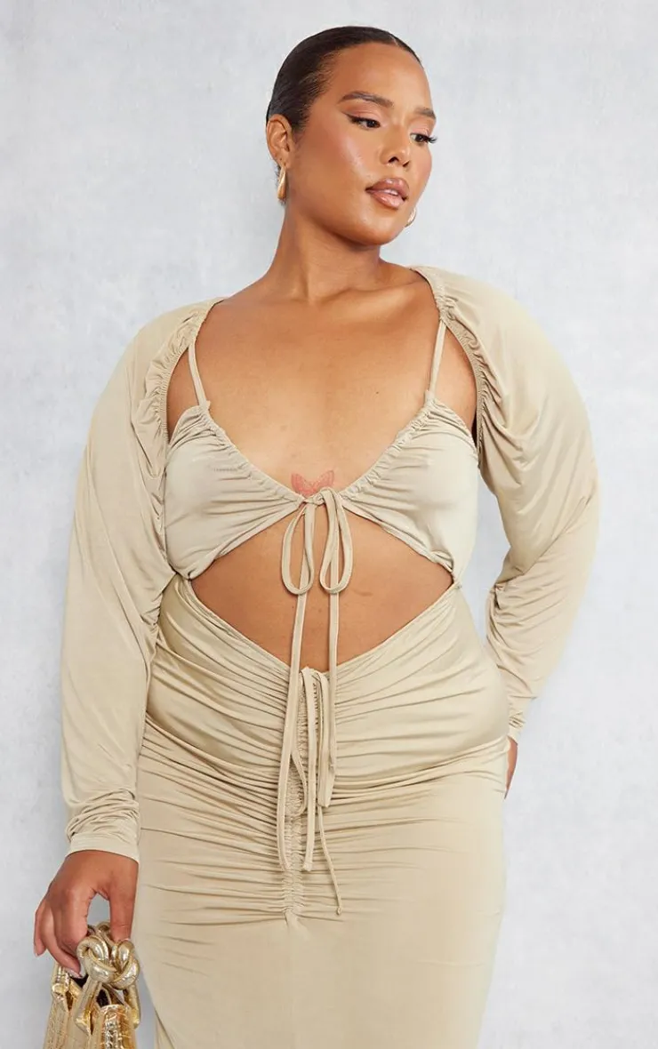 Plus Slinky Cut Out Ruched Maxi Dress-PrettyLittleThing Best