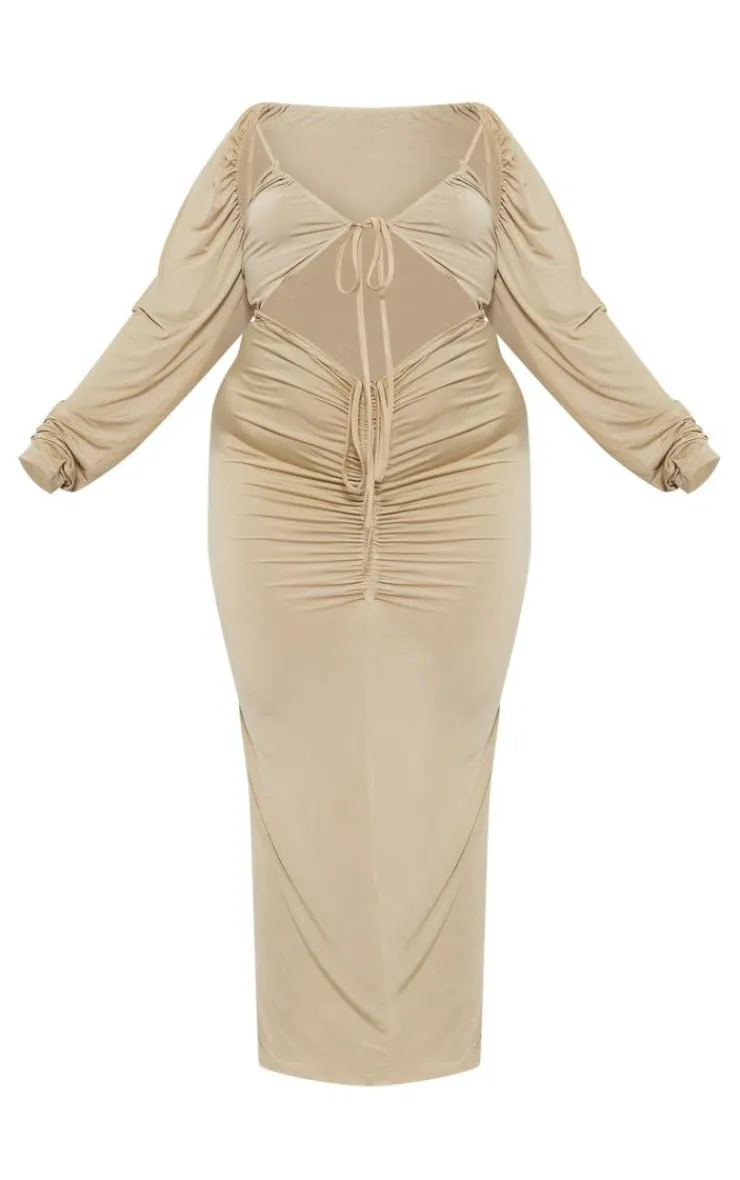 Plus Slinky Cut Out Ruched Maxi Dress-PrettyLittleThing Best