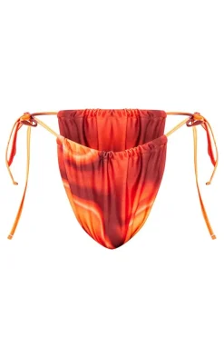 Plus Orange Abstract Printed Tie Side Bikini Bottoms