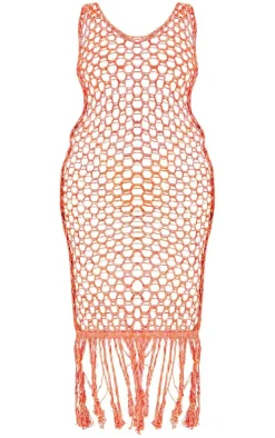 Plus Fishnet Knitted Maxi Dress-PrettyLittleThing