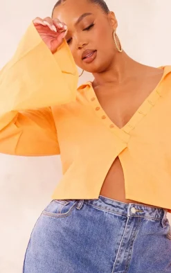 PrettyLittleThing Shirts*Plus Linen Look Long Sleeve Shirt