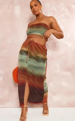 Online PrettyLittleThing Plus Ombre Printed Bandeau Top Orange