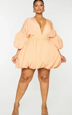 Plus Puff Sleeve Puffball Hem Shift Dress-PrettyLittleThing New