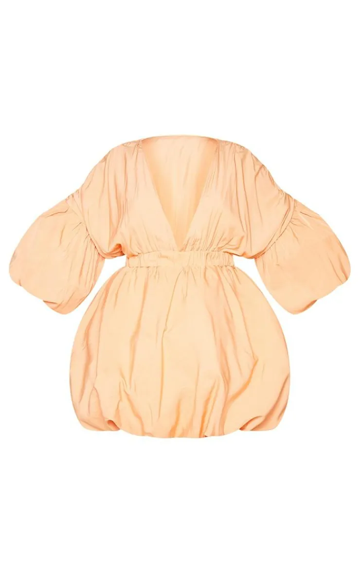 Plus Puff Sleeve Puffball Hem Shift Dress-PrettyLittleThing New