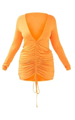 Plus Ruched Plunge Front Bodycon Dress-PrettyLittleThing Clearance