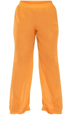 Sale PrettyLittleThing Plus Sheer Stripe Wide Leg Pants Orange