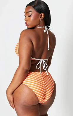Plus Orange Striped Bikini Bottoms
