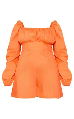 Plus Tie Back Long Sleeve Romper-PrettyLittleThing Hot