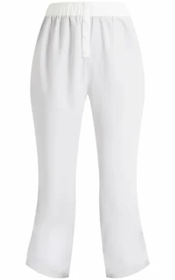 Plus Pale Grey Contrast Waistband Boxer Detail Pants