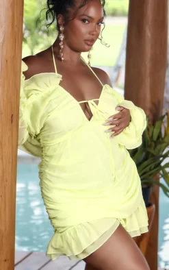 Plus Bardot Ruffle Detail Shift Dress-PrettyLittleThing Discount