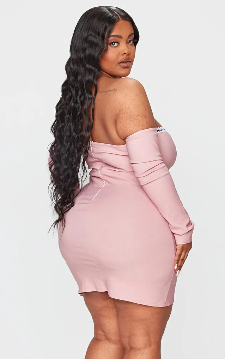 Plus Bardot Corset Detail Bodycon Dress-PrettyLittleThing Outlet
